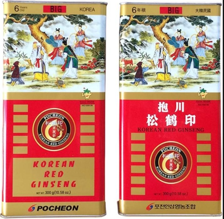 Sâm củ khô hộp thiếc Pocheon 300g (10 củ )