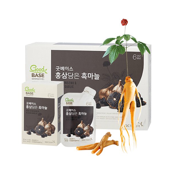 Nước tỏi đen Hàn Quốc Good Base, tỏi đen và hồng sâm nguyên chất (30 gói)